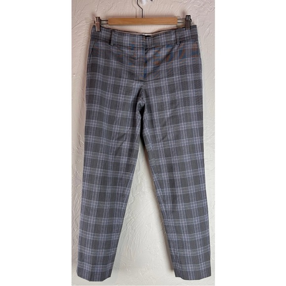 Theory Women’s Wool Blend Straight Leg Plaid Pants Gray/Blue Lightweight, size 4 - Picture 4 of 9